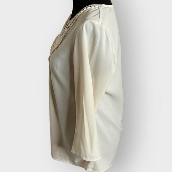 ADIVA USA 3/4 Sleeve Crochet Embellishment Blouse Size Medium - Picture 4 of 5